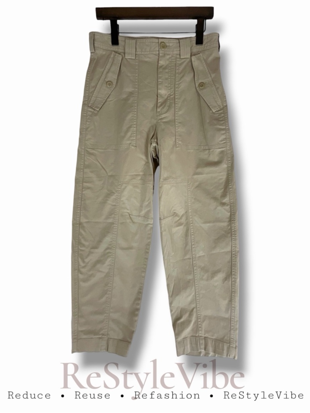 BANANA REPUBLIC Women’s Size 4 Pants Khakis Tan Barrel Style Cargo Pockets
